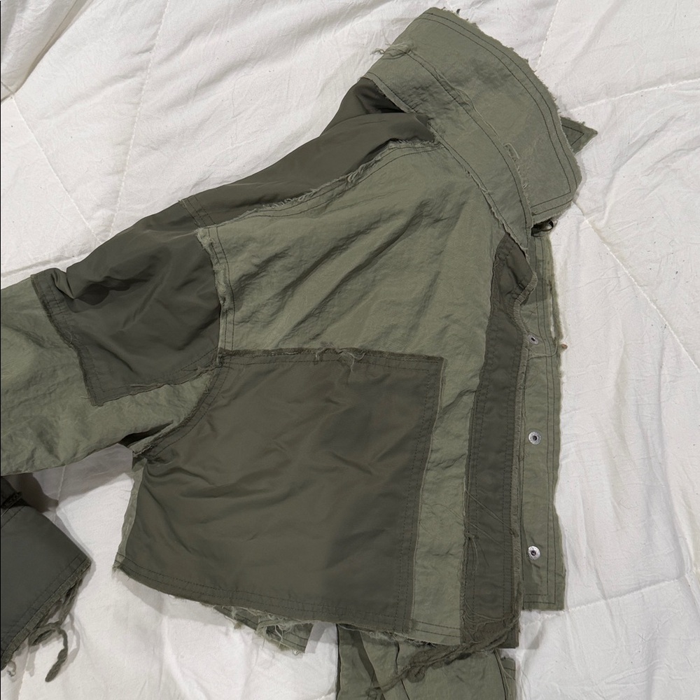 Zara Olive Patchwork Cropped Jacket - image 3